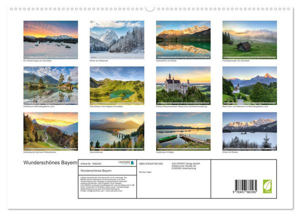 Produktbild: Wundersch&ouml;nes Bayern (hochwertiger Premium Wandkalender 2026 DIN A2 quer), Kunstdruck in Hochglanz