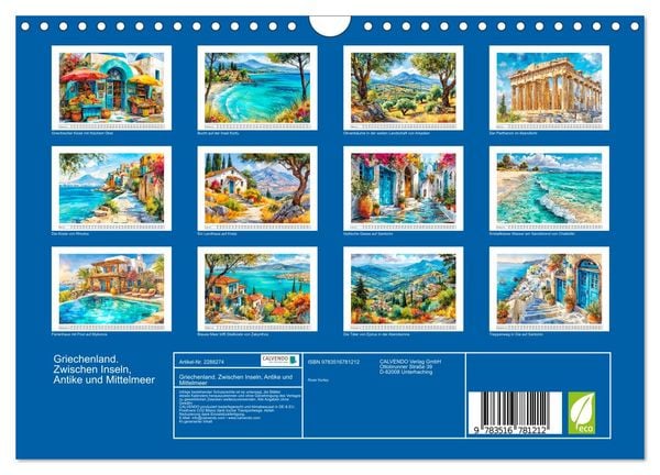 Produktbild: Griechenland. Zwischen Inseln, Antike und Mittelmeer (Wandkalender 2027 DIN A4 quer), CALVENDO Monatskalender