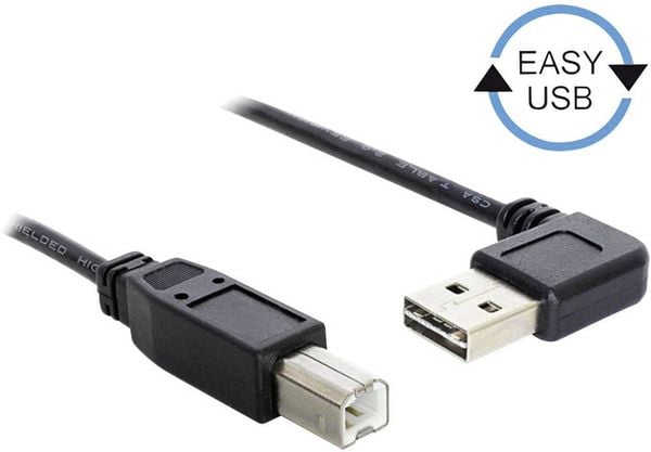 Delock USB-Kabel USB 2.0 USB-A Stecker, USB-B Stecker 2.00 m Schwarz vergoldete Steckkontakte, UL-zertifiziert 83375