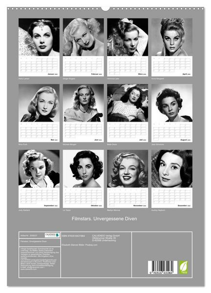 Produktbild: Filmstars. Unvergessene Diven (hochwertiger Premium Wandkalender 2026 DIN A2 hoch), Kunstdruck in Hochglanz