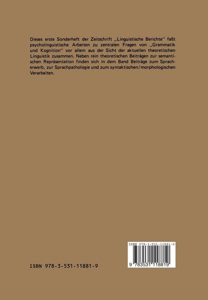 Produktbild: Grammatik und Kognition