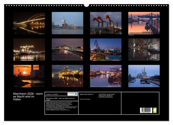 Produktbild: Mannheim 2026 - wenn es Nacht wird im Hafen (Wandkalender 2026 DIN A2 quer), CALVENDO Monatskalender