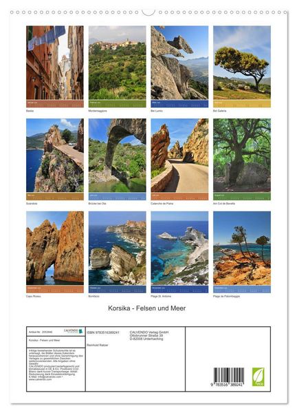 Produktbild: Korsika - Felsen und Meer (hochwertiger Premium Wandkalender 2026 DIN A2 hoch), Kunstdruck in Hochglanz
