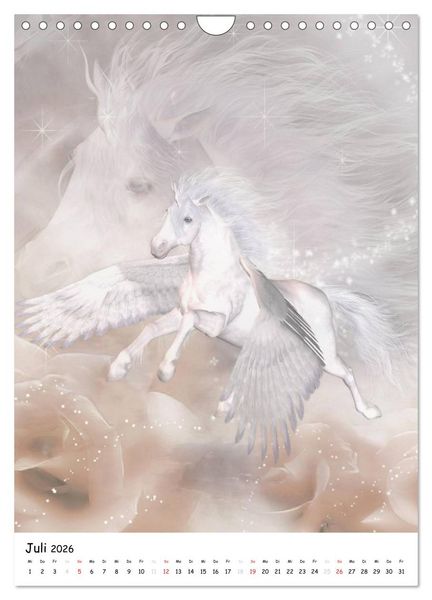 Produktbild: Einhorn und Pegasus (Wandkalender 2026 DIN A4 hoch), CALVENDO Monatskalender