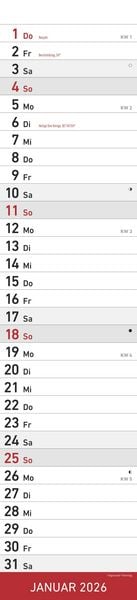 Produktbild: Streifenplaner ROT 2026 - Streifenkalender - Wandplaner - Küchen-Kalender - 11,3x49,5