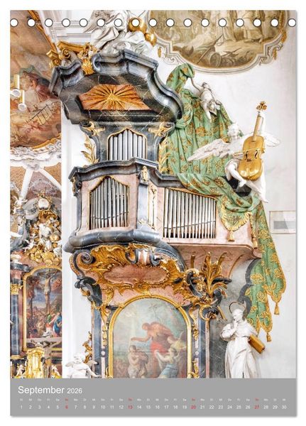 Produktbild: Barock Orgeln, K&ouml;niginnen der Instrumente (Tischkalender 2026 DIN A5 hoch), CALVENDO Monatskalender