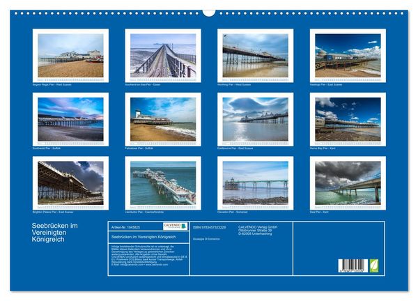 Produktbild: Seebr&uuml;cken im Vereinigten K&ouml;nigreich (Wandkalender 2026 DIN A2 quer), CALVENDO Monatskalender