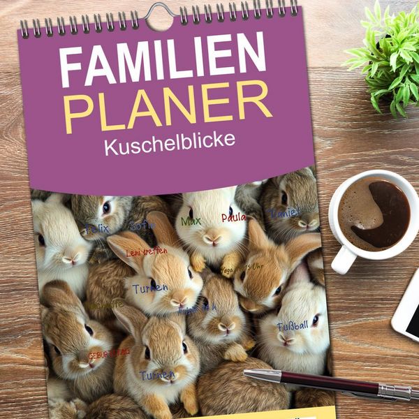 Produktbild: Familienplaner 2026 - Kuschelblicke mit 5 Spalten (Wandkalender, 21 x 45 cm) CALVENDO