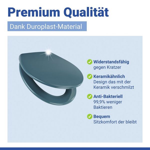Produktbild: WC Sitz Mod. Samos Slate Blue, Toilettendeckel mit Absenkautomatik