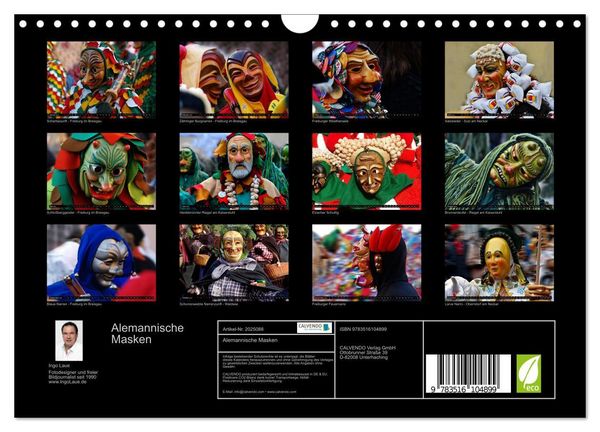 Produktbild: Alemannische Masken (Wandkalender 2026 DIN A4 quer), CALVENDO Monatskalender
