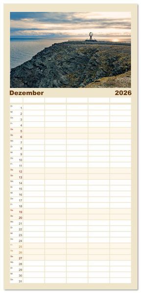 Produktbild: Familienplaner 2026 - Vom S&uuml;dkap zum Nordkap mit 5 Spalten (Wandkalender, 21 x 45 cm) CALVENDO