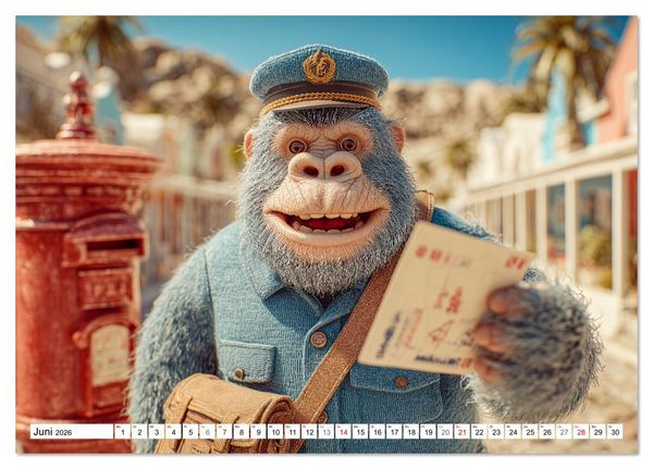 Produktbild: Affentheater - Kinderkalender mit lustigen Affen in verschiedenen Berufen (Tischkalender 2026 DIN A5 quer), CALVENDO Monatskalender