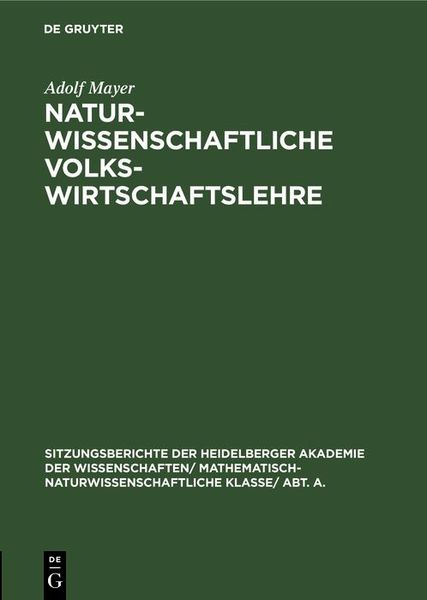 Produktbild: Naturwissenschaftliche Volkswirtschaftslehre