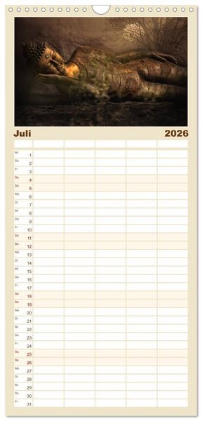 Produktbild: Familienplaner 2026 - All U Buddhas mit 5 Spalten (Wandkalender, 21 x 45 cm) CALVENDO