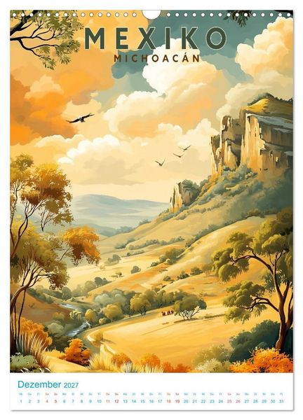 Produktbild: Mexiko - Old School Poster Style (Wandkalender 2027 DIN A3 hoch), CALVENDO Monatskalender