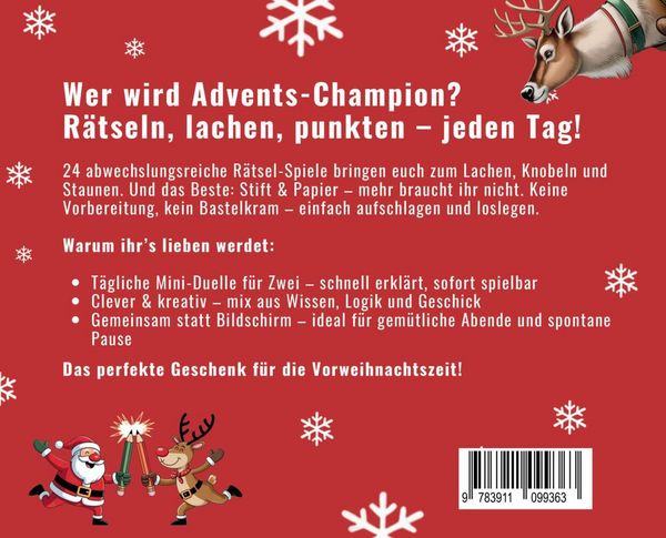 Produktbild: Adventskalender-Duell: 24 spannende R&auml;tsel-Spiele f&uuml;r Zwei mit Stift & Papier