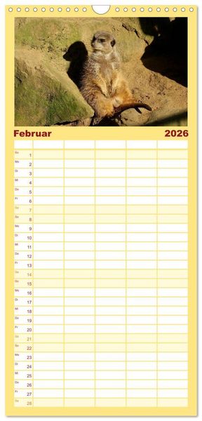Produktbild: Familienplaner 2026 - Erdm&auml;nnchen - Zusammen sind wir stark mit 5 Spalten (Wandkalender, 21 x 45 cm) CALVENDO