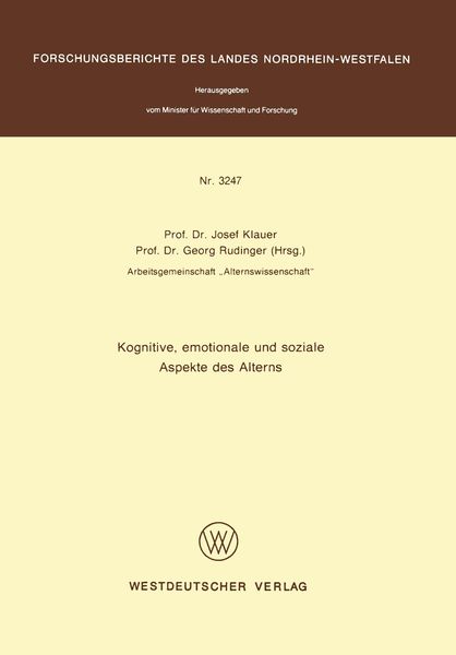 Produktbild: Kognitive, emotionale und soziale Aspekte des Alterns