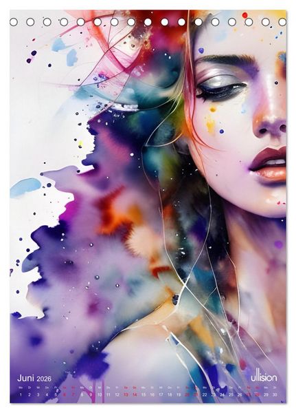 Produktbild: WILD FREI SCH&Ouml;N Aquarell-Portraits (Tischkalender 2026 DIN A5 hoch), CALVENDO Monatskalender
