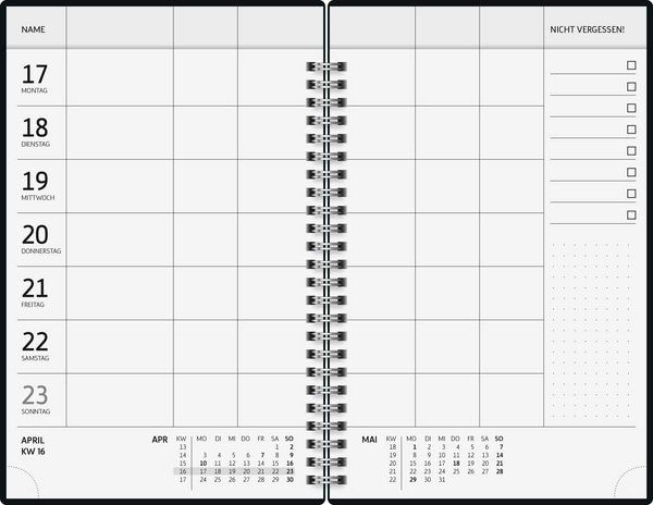 BRUNNEN 1070291016 | Buchkalender Familienplaner 2026 "Gold-Punkte" | A5, Kunststoff