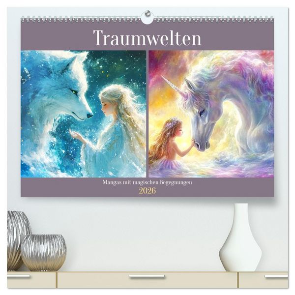 Produktbild: Traumwelten. Mangas mit magischen Begegnungen (hochwertiger Premium Wandkalender 2026 DIN A2 quer), Kunstdruck in Hochglanz