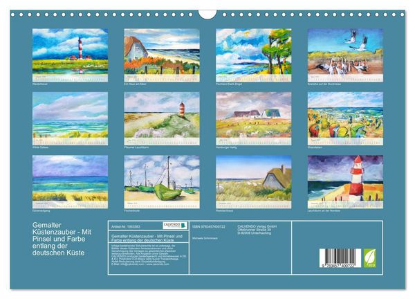 Produktbild: Gemalter K&uuml;stenzauber - Mit Pinsel und Farbe entlang der deutschen K&uuml;ste (Wandkalender 2026 DIN A3 quer), CALVENDO Monatskalender