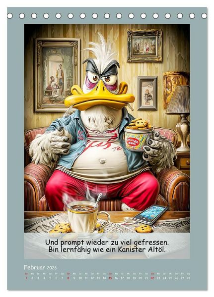 Produktbild: Echte Fieslinge. Gefiederklan im &Uuml;berlebensmodus (Tischkalender 2026 DIN A5 hoch), CALVENDO Monatskalender