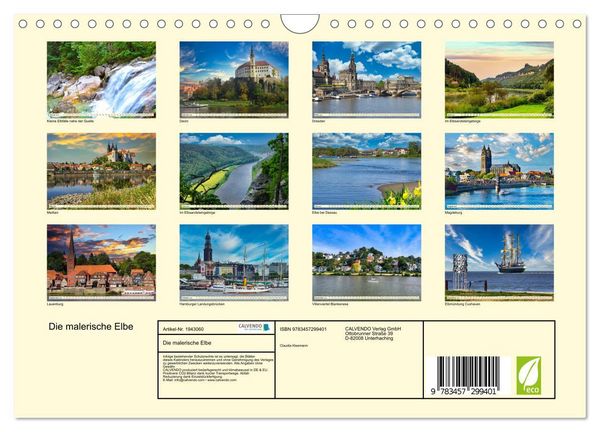 Produktbild: Die malerische Elbe (Wandkalender 2026 DIN A4 quer), CALVENDO Monatskalender