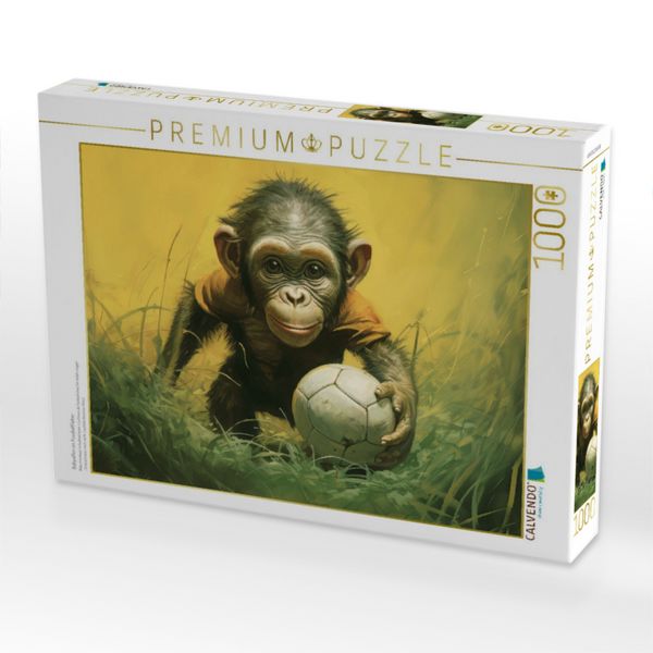 Produktbild: CALVENDO Puzzle Babyaffen im Fussballfieber | 1000 Teile Lege-Gr&ouml;&szlig;e 64x48cm Foto-Puzzle f&uuml;r gl&uuml;ckliche Stunden