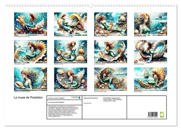 Produktbild: La muse de Pos&eacute;idon (Calendrier mural 2026 DIN A2 vertical), CALVENDO calendrier mensuel