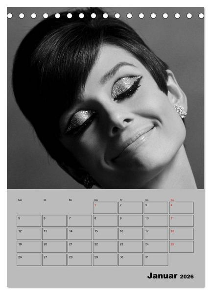 Produktbild: Hollywood-Diva. Audrey Hepburn (Tischkalender 2026 DIN A5 hoch), CALVENDO Monatskalender