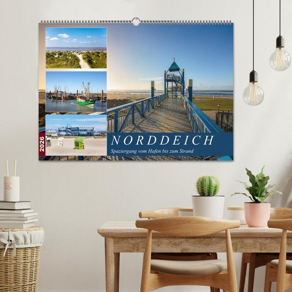 Produktbild: Norddeich Spaziergang vom Hafen bis zum Strand (Wandkalender 2026 DIN A2 quer), CALVENDO Monatskalender