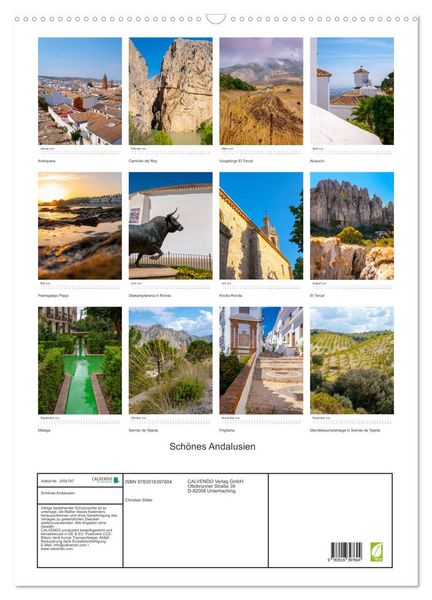 Produktbild: Sch&ouml;nes Andalusien (Wandkalender 2026 DIN A2 hoch), CALVENDO Monatskalender