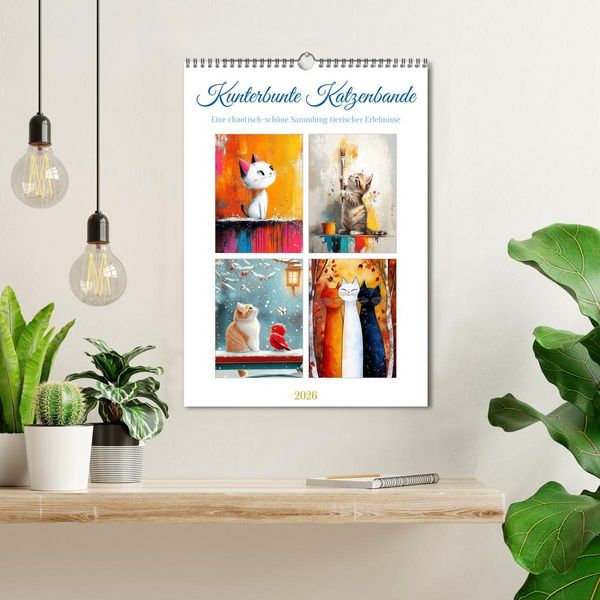 Produktbild: Kunterbunte Katzenbande (Wandkalender 2026 DIN A3 hoch), CALVENDO Monatskalender