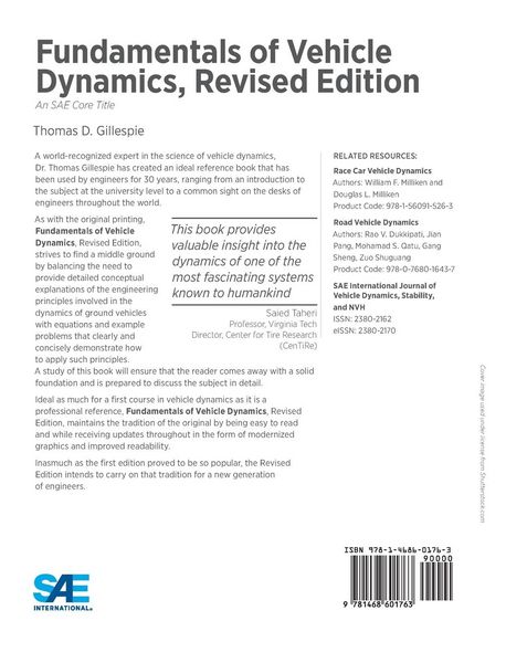 Produktbild: Fundamentals of Vehicle Dynamics, Revised Edition