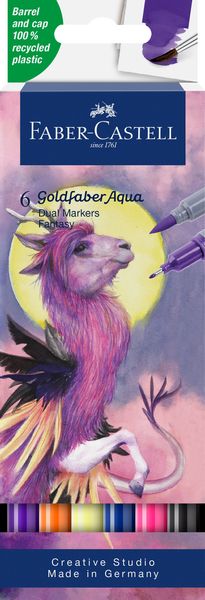 Produktbild: Faber-Castell Tuschestift Dual Marker Goldfaber Aqua, Fantasy, 6er Set