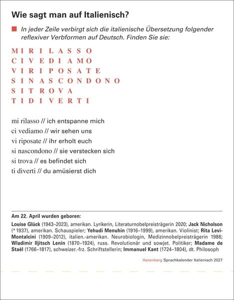 Produktbild: Italienisch Sprachkalender 2027 - Italienisch lernen leicht gemacht - Tagesabrei&szlig;kalender