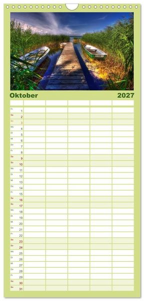 Produktbild: Familienplaner 2027 - Mecklenburgische Seenplatte - zum Tr&auml;umen sch&ouml;n mit 5 Spalten (Wandkalender, 21 x 45 cm) CALVENDO