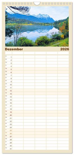 Produktbild: Familienplaner 2026 - Rund um Mittenwald mit 5 Spalten (Wandkalender, 21 x 45 cm) CALVENDO