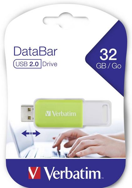 Produktbild: Verbatim V DataBar USB 2.0 Drive USB-Stick 32GB Gr&uuml;n 49454 USB-A (USB 2.0)