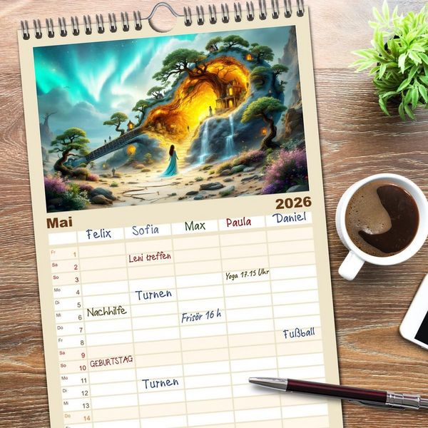 Produktbild: Familienplaner 2026 - Gitarrenhorizonte mit 5 Spalten (Wandkalender, 21 x 45 cm) CALVENDO