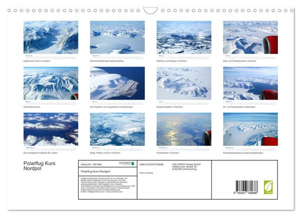Produktbild: Polarflug Kurs Nordpol (Wandkalender 2026 DIN A3 quer), CALVENDO Monatskalender