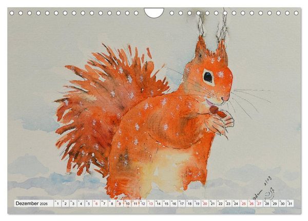 Produktbild: Eichh&ouml;rnchen in Aquarell (Wandkalender 2026 DIN A4 quer), CALVENDO Monatskalender