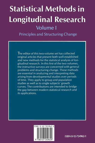 Produktbild: Statistical Methods in Longitudinal Research