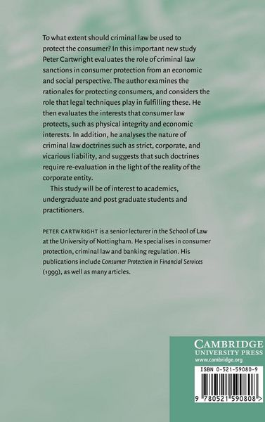 Produktbild: Consumer Protection and the Criminal Law