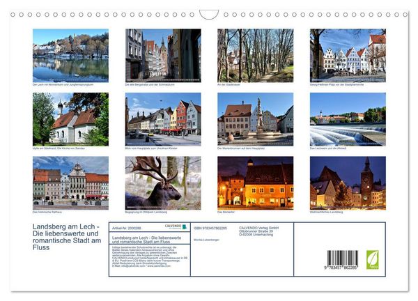 Produktbild: Landsberg am Lech - Die liebenswerte und romantische Stadt am Fluss (Wandkalender 2026 DIN A3 quer), CALVENDO Monatskalender