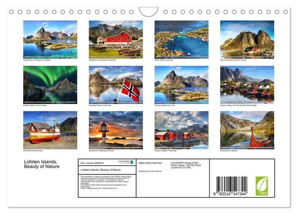 Produktbild: Lofoten Islands, Beauty of Nature (Wall Calendar 2026 DIN A4 landscape), CALVENDO 12 Month Wall Calendar