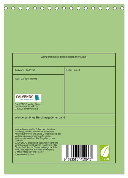 Produktbild: Wundersch&ouml;nes Berchtesgadener Land (Tischkalender 2026 DIN A5 hoch), CALVENDO Monatskalender