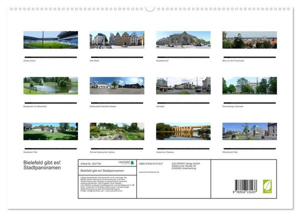 Produktbild: Bielefeld gibt es! Stadtpanoramen (hochwertiger Premium Wandkalender 2026 DIN A2 quer), Kunstdruck in Hochglanz