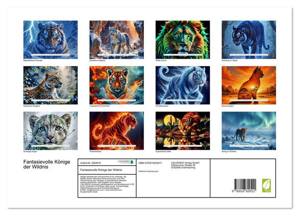 Produktbild: Fantasievolle K&ouml;nige der Wildnis (hochwertiger Premium Wandkalender 2026 DIN A2 quer), Kunstdruck in Hochglanz
